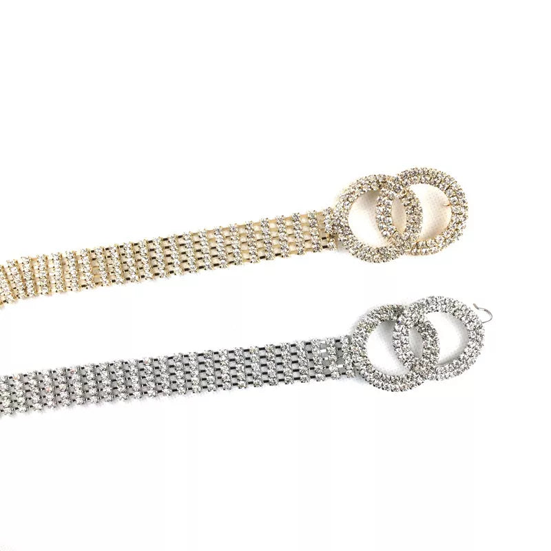 Women's fashion luxury rhinestone belt Crystal