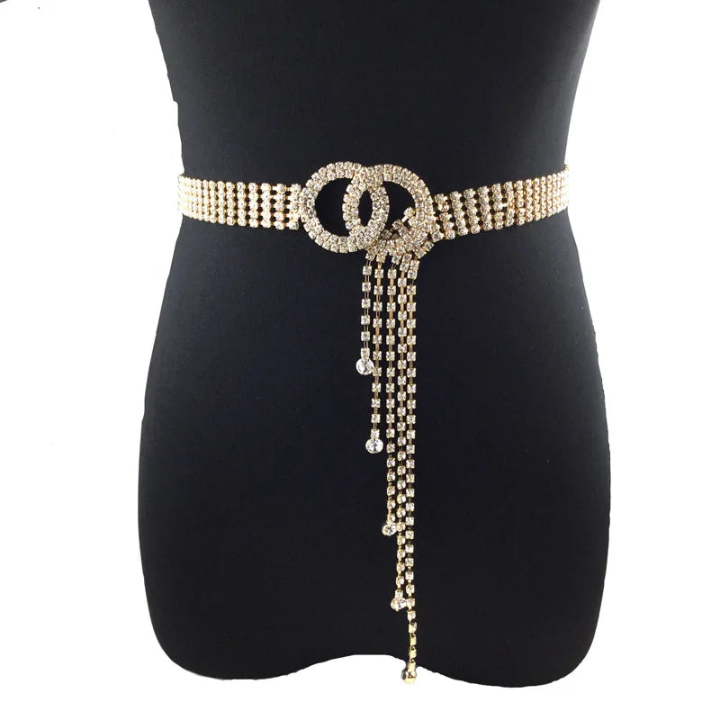 Women's fashion luxury rhinestone belt Crystal