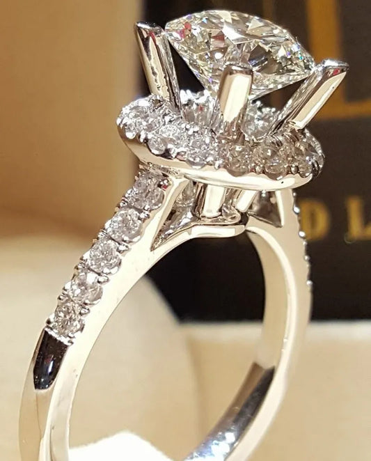 New 925 Sterling Silver Ring Simulation Diamond CZ Ring