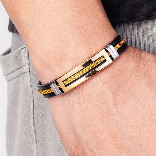 Golden Chain Stainless Steel Bracelets for Men Women