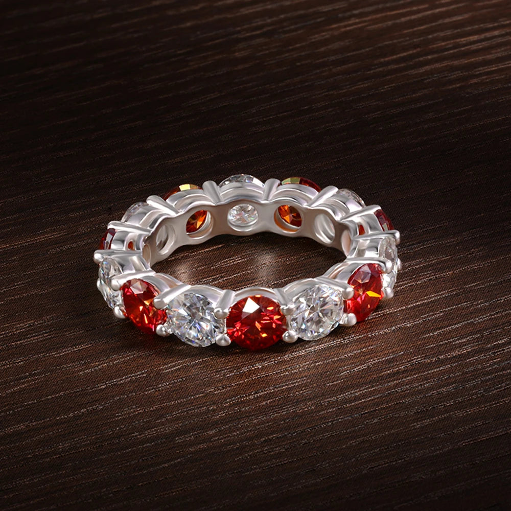White Red Moissanite Rings for Women Lab Grown Diamond with GRA Engagement