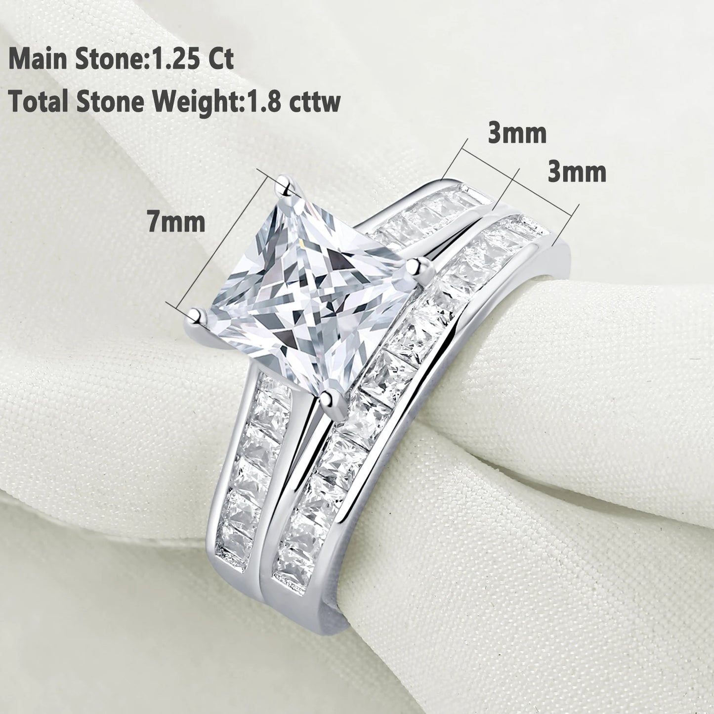 Newshe 2 Pieces Classic Wedding Rings