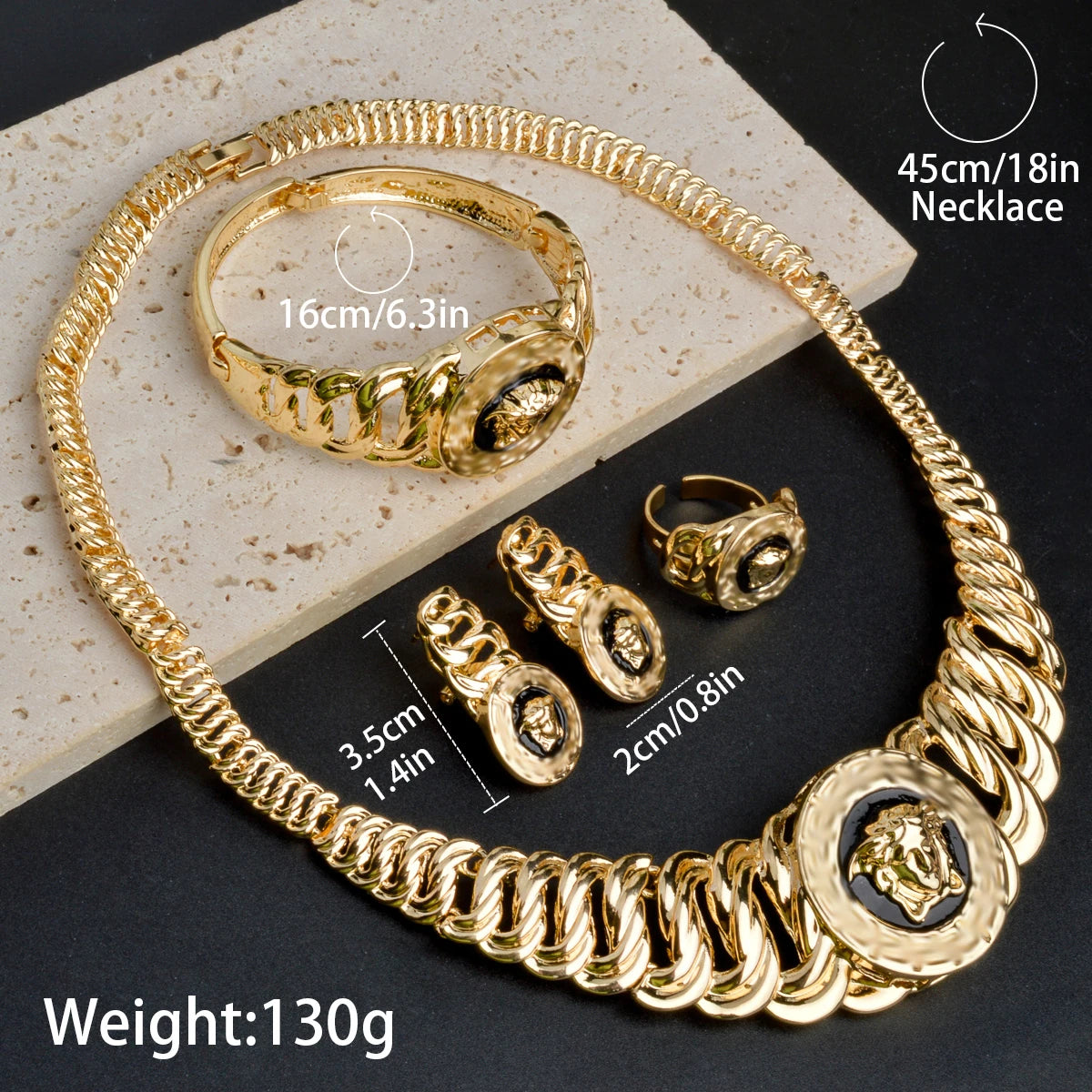 Dubai Luxury Jewelry Set for Women Gold Plated Lion Necklace