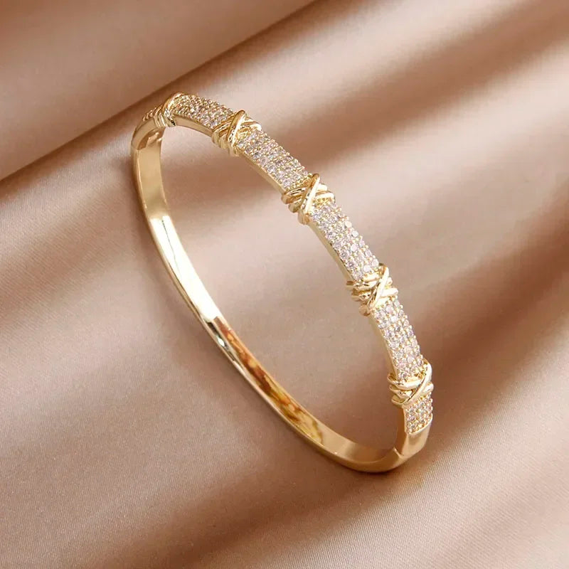 Classic Crystal Letter Geometric Open Bangles & bracelets for Women F