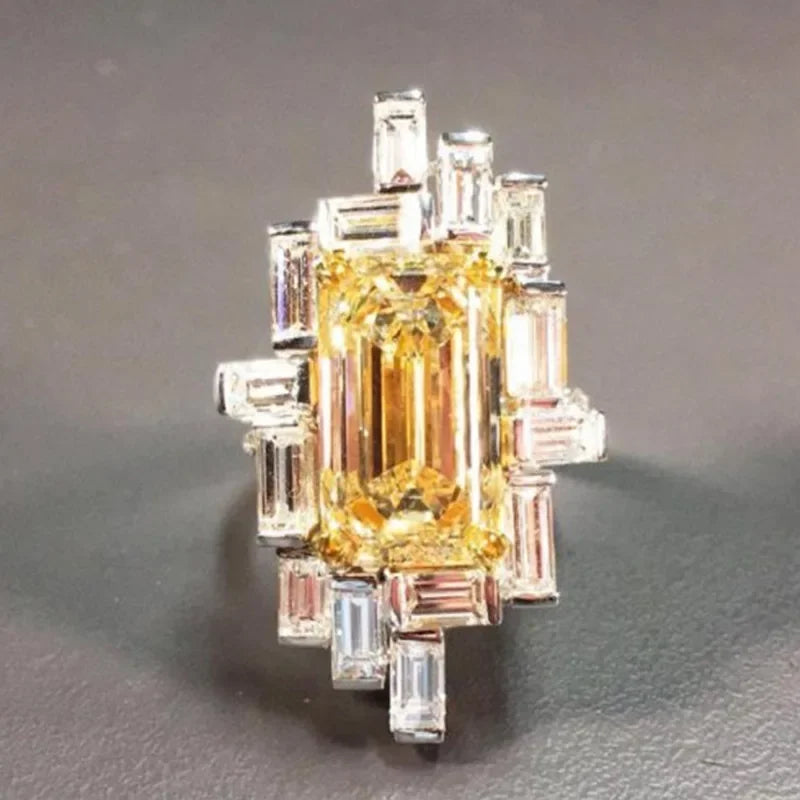Gorgeous Yellow Cubic Zirconia Ring for Women