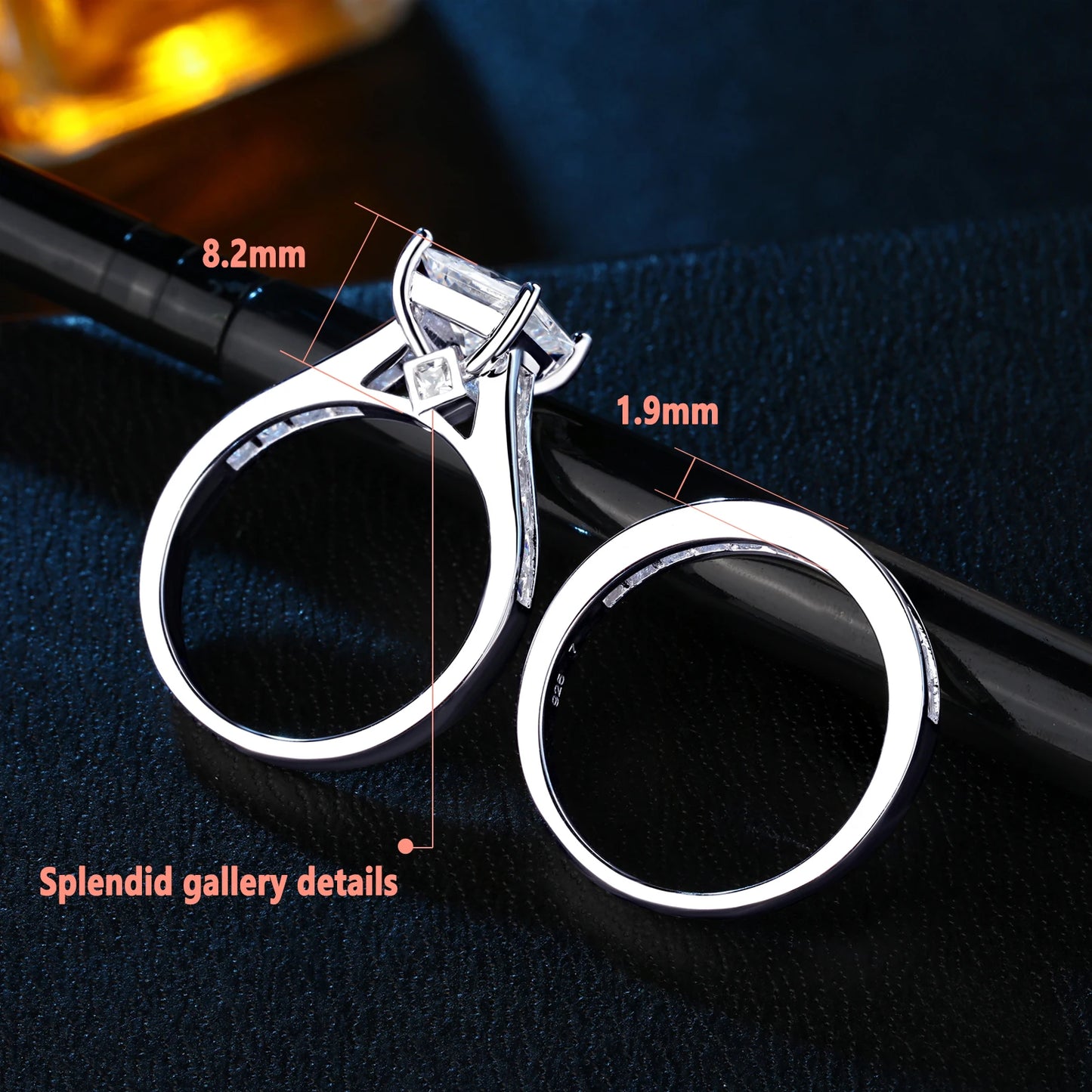 Newshe 2 Pieces Classic Wedding Rings