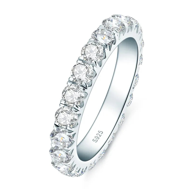 IOGOU Wedding Band Moissanite Full Eternity Rings 3.0mm D Color VVS1 Diamond 925 Silver