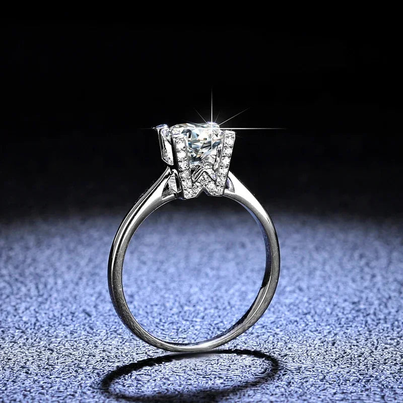 Luxury Platinum Rings Women Wedding Jewelry  Moissanite Diamond HW Rings