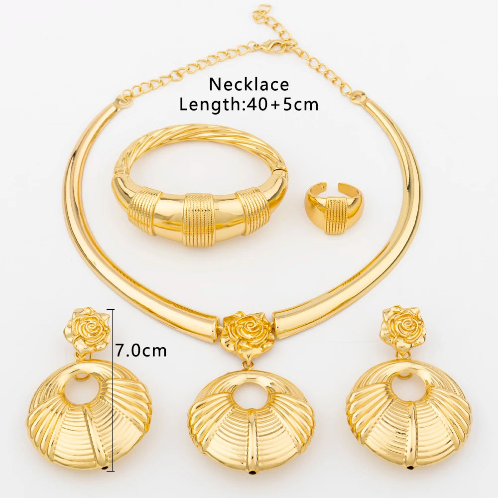 African 18k Gold Plated Jewelry Set for Women